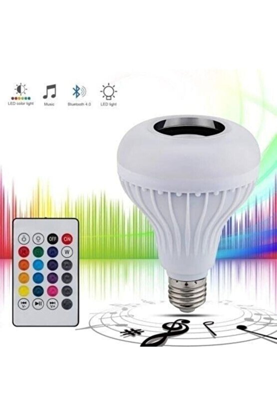Kumandalı Rgb Renkli Hoparlörlü Led Ampul Bluetooth