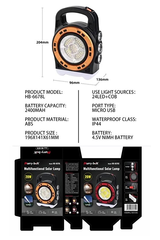 Taşınabilir COB LED güneş Holofote 2400mA USB şarj balıkçı ışığı 3 uzun vadeli ışık kontrol