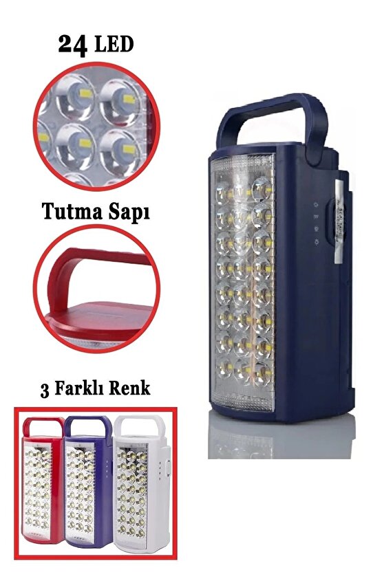 24 Led Ultra Güçlü Şarjlı Işıldak El Feneri Kamp Masa Piknik Çadır Lambası