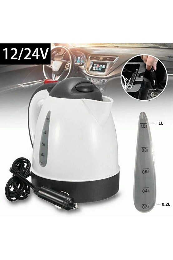 1 Litre 12 Volt Araç Içi Oto Su Isıtıcı Kettle Çakmaklık Girişli