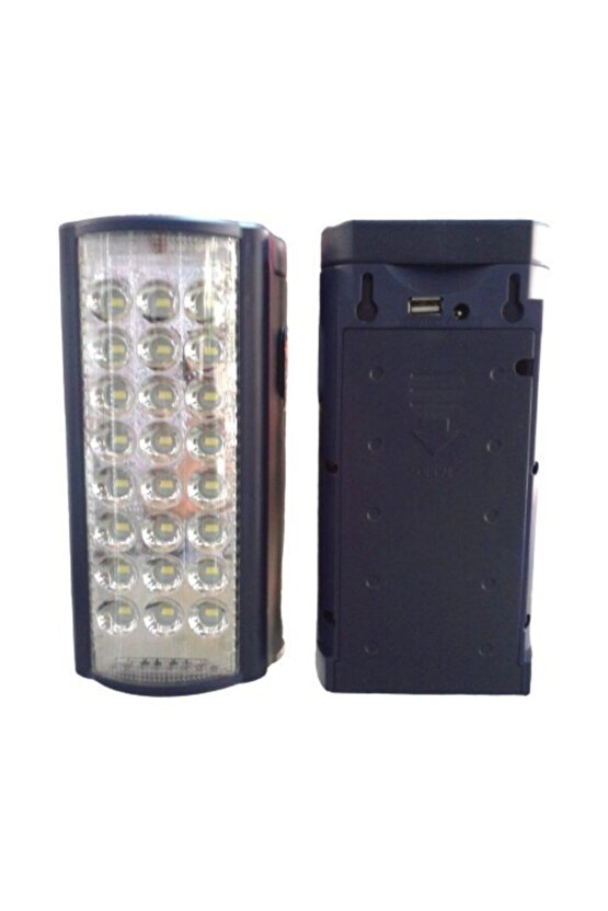 Işıldak 24 Led 80 Saat Akülü Şarjlı Işıldak Usb Şarj Çıkışlı Kulplu Smd Akülü Işıldak 2606l