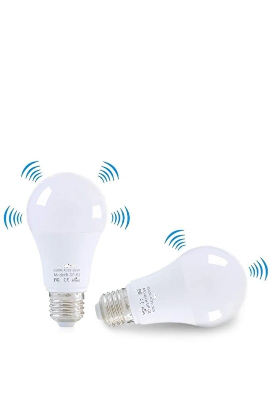 2 Adet Hareket Sensörlü Led Ampul Lamba 12 W Beyaz E27