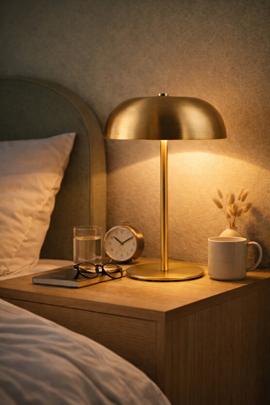 Dokunmatik Gold Masa Lambası Abajur – 21x15 cm Gece Lambası