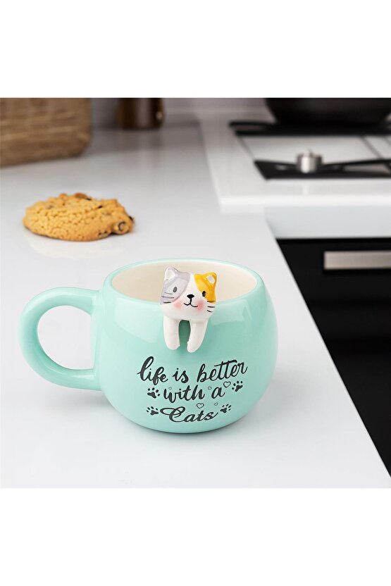 Kosova Kedi Figürlü Seramik Kupa – Sevimli Tasarım, Keyifli İçimler