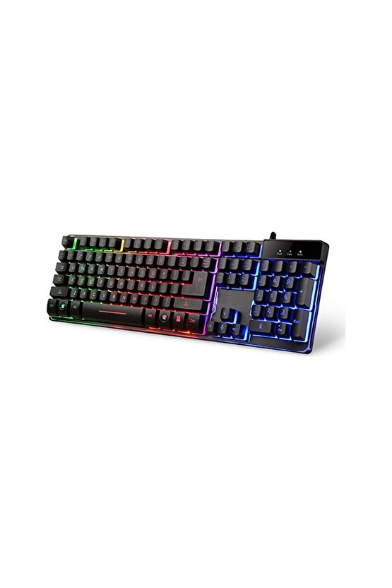 Gmk9 Stalker Warrior Siyah Usb Rainbow Aydınlatmalı Q Rgb Metal Tabanlı Gaming Klavye