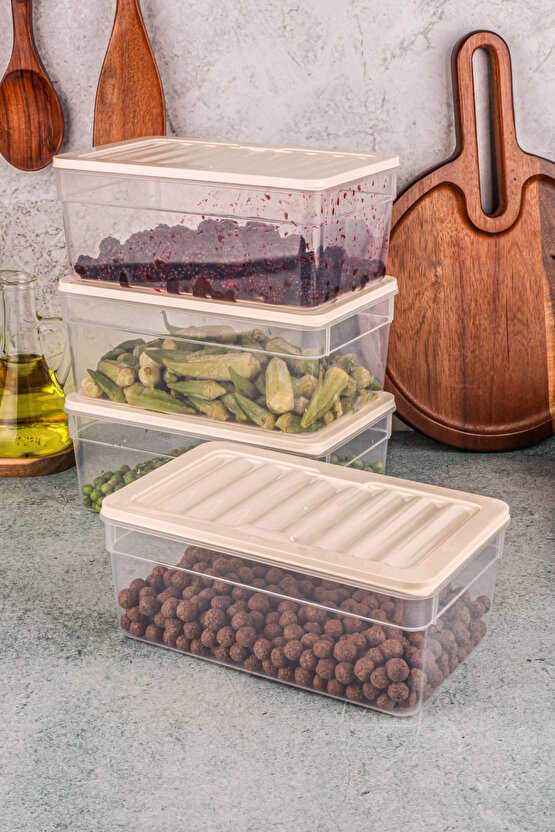 4lü Buzdolabı Düzenleyici Organizer Mikrodalga Ve Difrize Uygun Saklama Kabı Antrasit Set