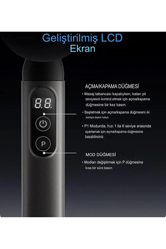 Masaj Tabancası Sporcu Masaj Aleti 4 Başlıklı Şarjlı Titreşimli Sporcu Masaj Tabancası