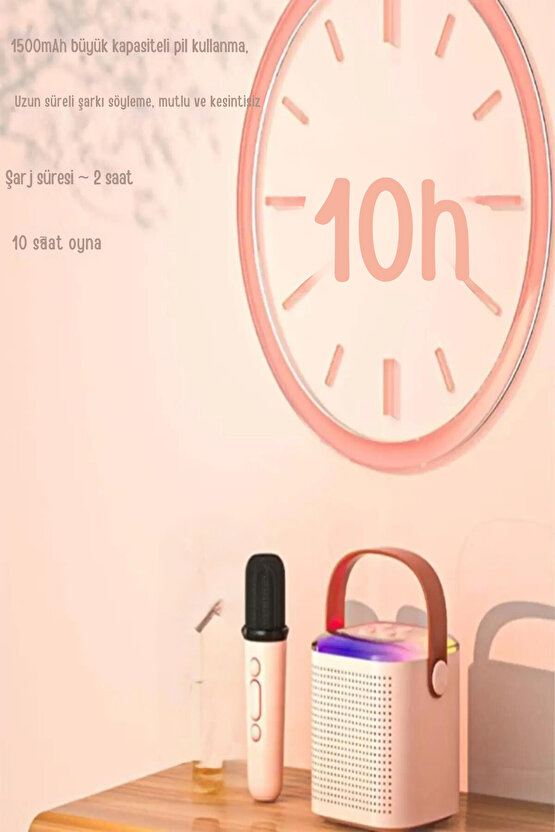 Şarkı Söyleme Karaoke Mini Taşınabilir Ses Mikrofon Mikrofonlu Taşınabilir Bluetooth Hoparlör