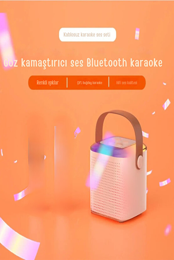 Şarkı Söyleme Karaoke Mini Taşınabilir Ses Mikrofon Mikrofonlu Taşınabilir Bluetooth Hoparlör