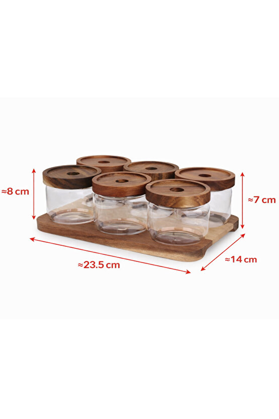 13 Parça Akasya Standlı Akasya Kapaklı 6lı Cam Kahvaltılık Seti Kahvaltı Takımı