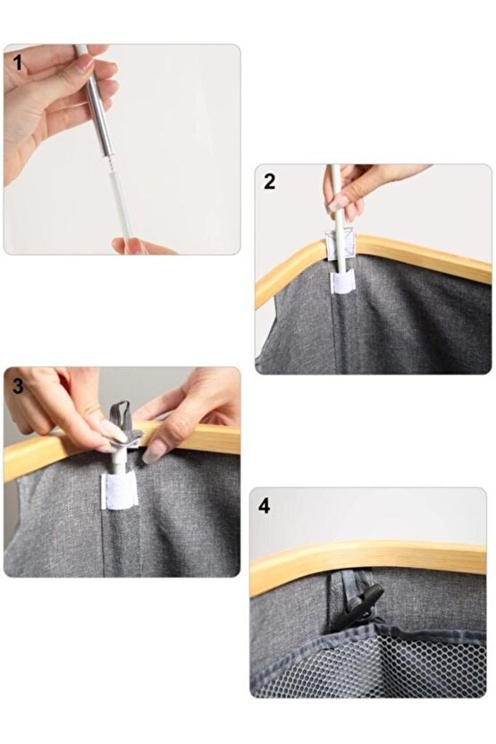 Mien Bambu Kenarlı Kumaş Katlanabilir 100 Lt Çamaşır Sepeti 44x33x70