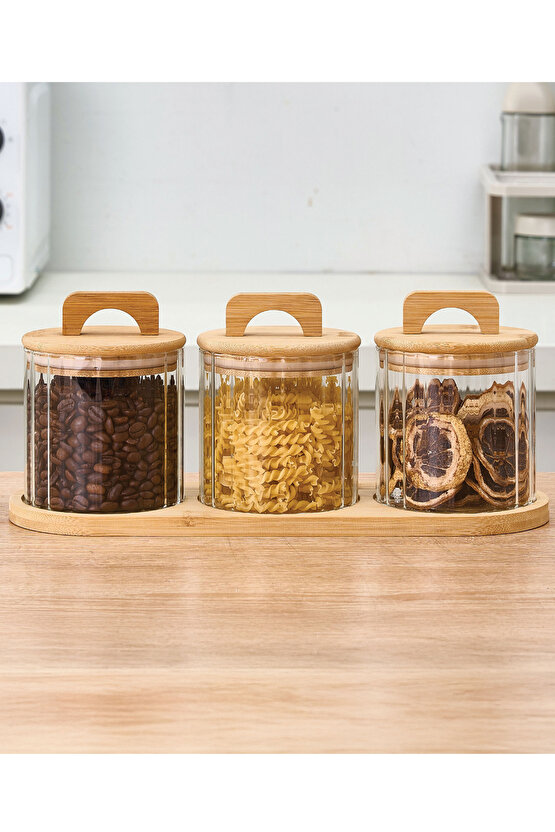 3lü 600 ml Standlı Cam Kavanoz Saklama Kabı Pinterest Tasarım Erzak Bakliyat Kabı