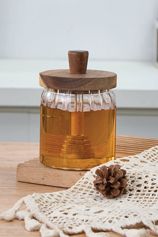 450 ml Akasya Kapaklı Kaşıklı Cam Bal Kavanozu Saklama Kabı Pinterest Tasarım Erzak Bakliyat Kabı