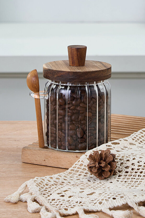 450 ml Akasya Kapaklı Kaşıklı Cam Kavanoz Saklama Kabı Pinterest Tasarım Erzak Bakliyat Kabı
