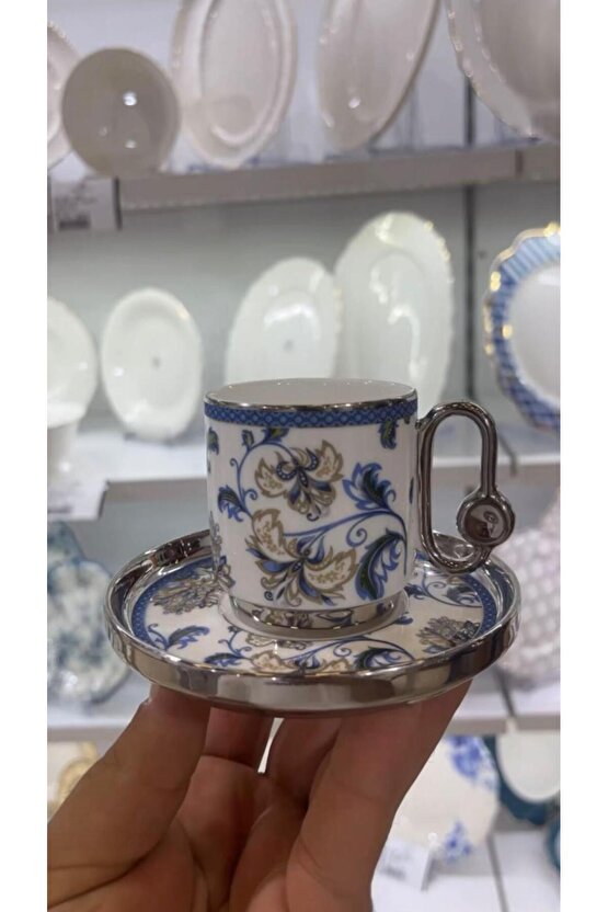 Yeni Tasarım Gümüş Detaylı Vintage Kahve Fincan Takımı Rsy-242