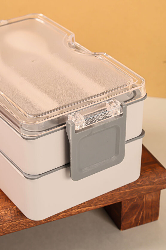 2 Katlı Sızdırmaz Soft Beslenme Saklama Kabı - Mikrodalgaya Uygun Öğle Yemeği Kabı