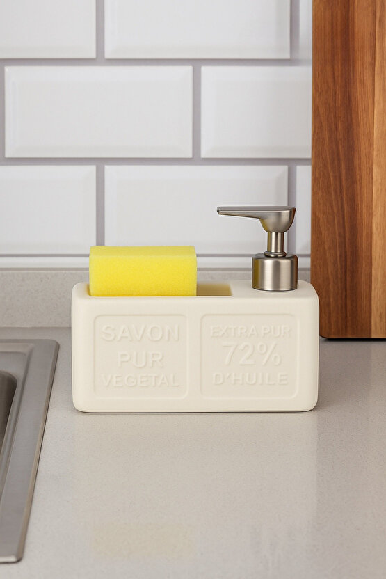 Seramik Sıvı Sabunluk – Modern Tasarım, Paslanmaz Metal Pompalı, Şık Banyo ve Mutfak Aksesuarı