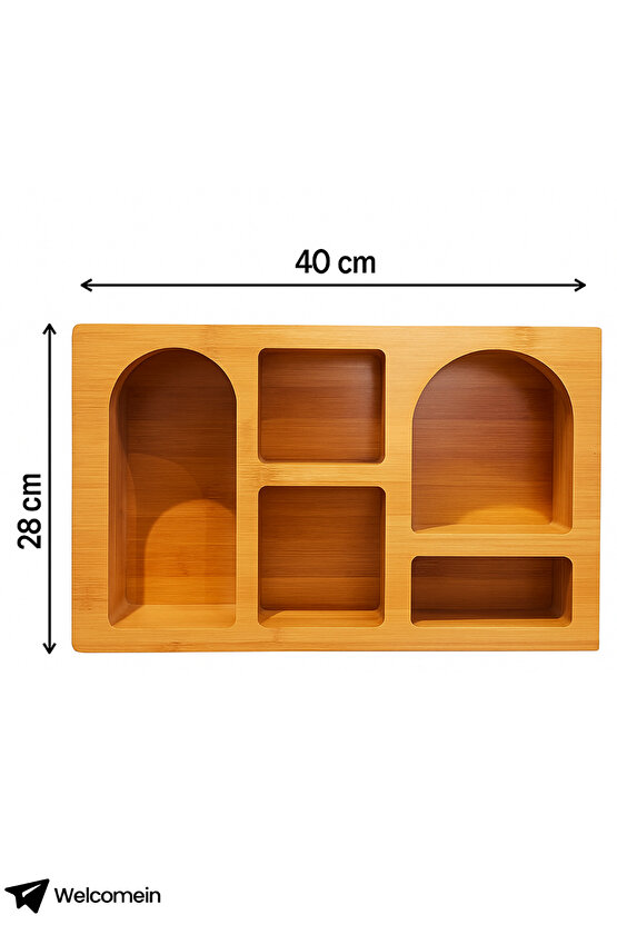 Bambu Duvar Rafı Çok Gözlü Dekoratif Organizer | Mutfak, Banyo, Salon Kullanımına Uygun