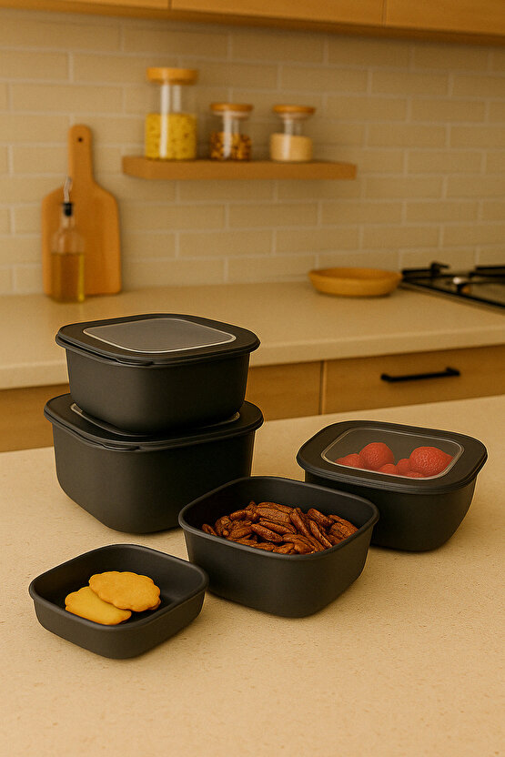 3lü Renkli Kilitli Kapaklı Saklama Kabı Difrize Mikrodalga ve Buzdolabı Uyumlu Düzenleyici Elegant