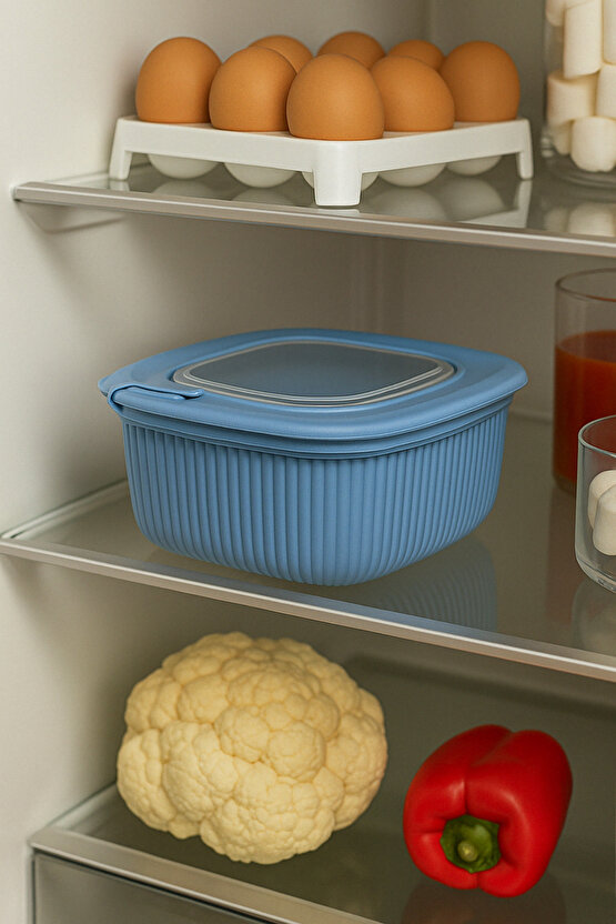 3lü Renkli Kilitli Kapaklı Saklama Kabı Difrize Mikrodalga ve Buzdolabı Uyumlu Düzenleyici