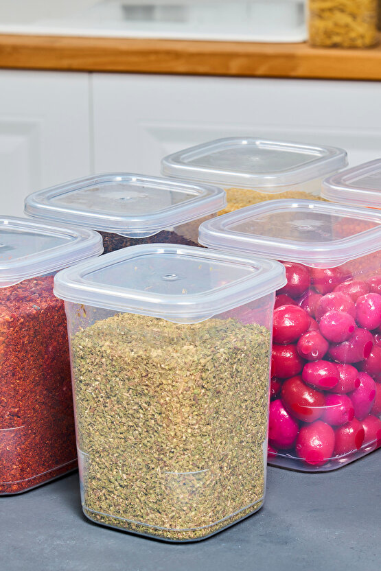 9 Adet 18 Parça Etiketli Kendinden Kapaklı Erzak Dondurucu Baharat Saklama Kabı Seti 1,15 Litre