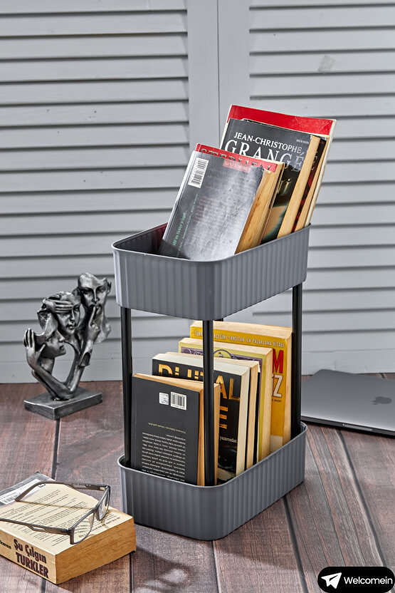 Easy 2 Katlı Çok Amaçlı Raf Kitaplık Organizer Düzenleyici (tekerleksiz) 39.5 Cm Çift Katlı Şık