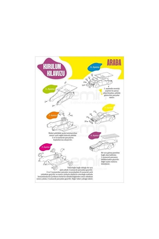 Güneş Enerjili Araba Yapım Seti - Deney Seti Solar Enerji Araba Car Kit