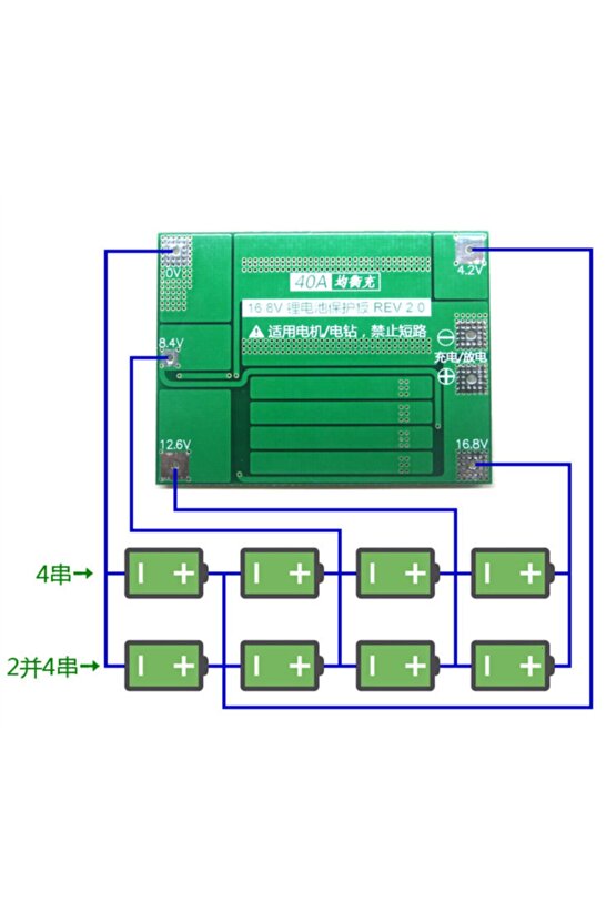 4s 40a Lityum Batarya Bms Koruma Kartı Standart Versiyon Pil Li-ion 18650 16.8v
