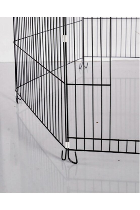 Metal Köpek Oyun Alanı 6 Parça Siyah 75x70