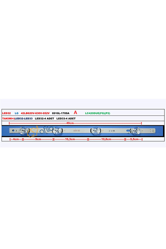 LC420DUE FG P2, 42LB620V, 6916L-1709A, 6916L-1956a, 6916L-1957A, 42LB585V-620V TV LED ÇUBUK ( A )