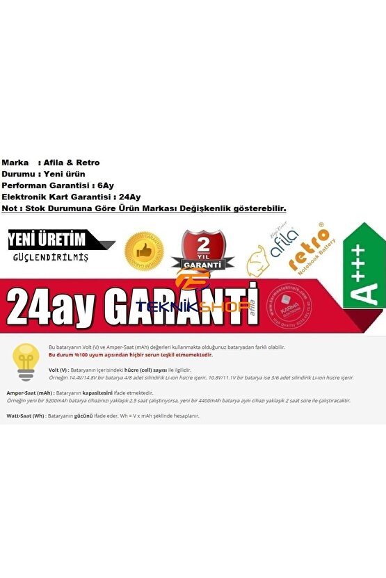 Mb50 Mb51,mb55 Notebook Bataryapil6cellbeyaz **