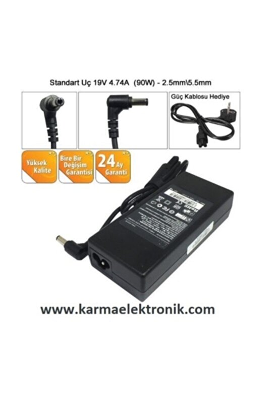 Asus N53sv, N53t, N53ta, N53v Uyumlu Notebook Adaptör, (90w - 19v 4.74a)