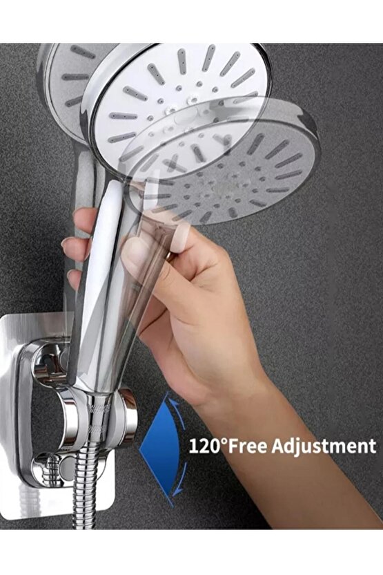 Krom Kendinden Yapışkanlı 15 Kg Taşıyabilen Nano Duş Başlığı Askısı Mafsal Kolay Temiz Kurulum