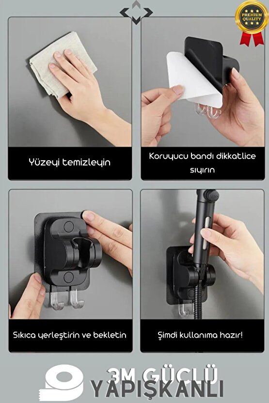 Kendinden Yapışkanlı Duş Askısı 2’li Güçlü Tutuculu Mafsal Duş Başlık Askısı