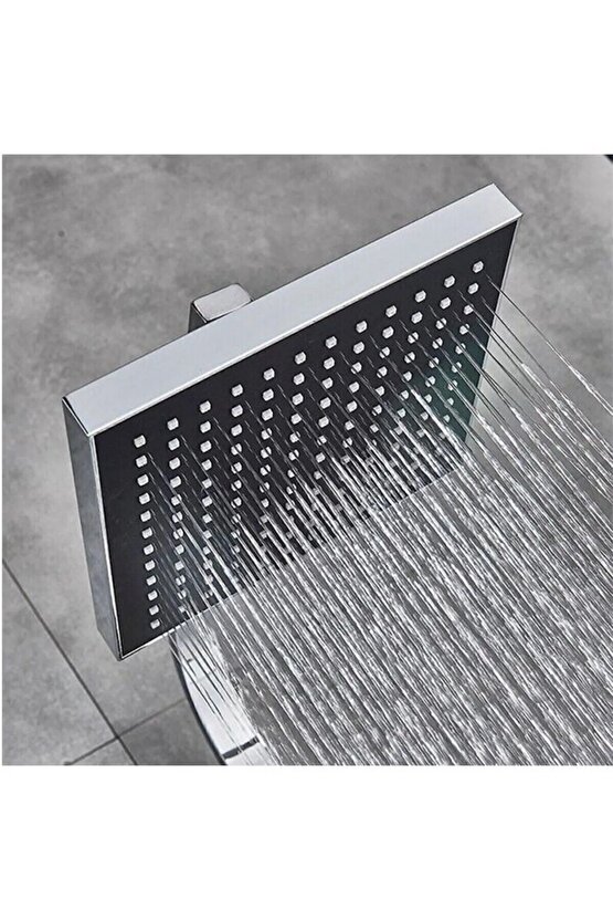 Modern Kare Duş Başlığı Seti | Ayarlanabilir Tepe Duş & El Duş + Hortum Tutacak