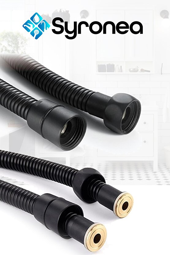 Siyah Banyo Duş Hortumu 1,5 Metre Kopmaz Patlamaz Hortum Duş Seti Plastik Uzun