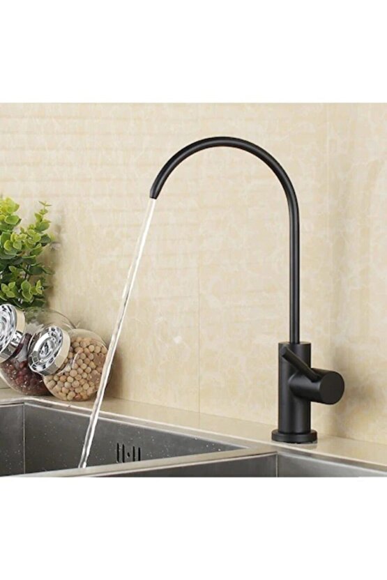 Mat Siyah Arıtma Musluğu Ankastre Arıtma Çıkışlı Mutfak Musluk