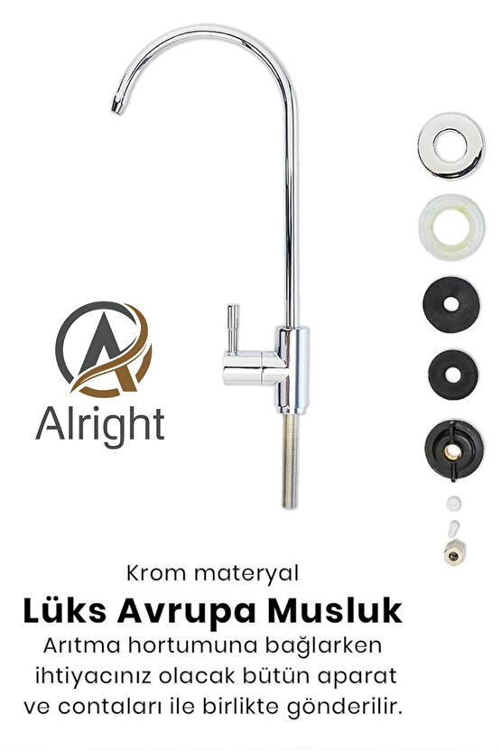 Gümüş Lüx Arıtma Musluğu Paslanmaz Çelik Musluk Tüm Markalar İle Uyumludur (Purification Tap)