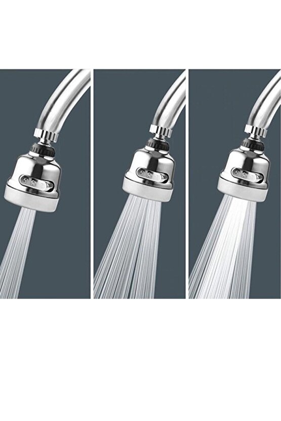 Krom 3 Fonksiyonlu Mutfak Lavabo Başlığı 360 Derece Döner Musluk Ucu Tasarruflu