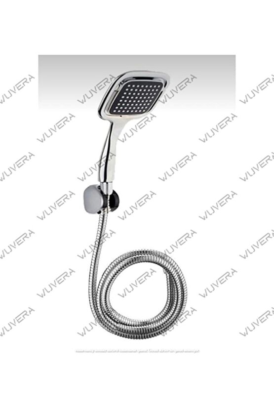 Siyah Kare Banyo Duş Seti Hortum Mafsal Ve Başlık Set Duş Başlığı Siyah Plastik TR Uzun Tehlikeli De