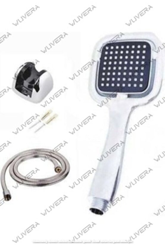 Siyah Kare Banyo Duş Seti Hortum Mafsal Ve Başlık Set Duş Başlığı Siyah Plastik TR Uzun Tehlikeli De