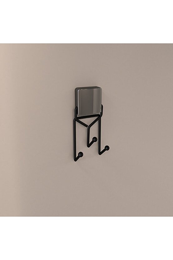 Decorev Süper Yapışkanlı Metal Yapıştırıcılı Siyah Üçlü Askı Dc-5054