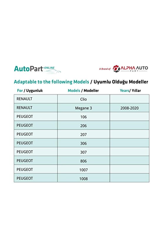 Renault, Peugeot, Citroen, Fiat için Çıta Klips- 100 Adet