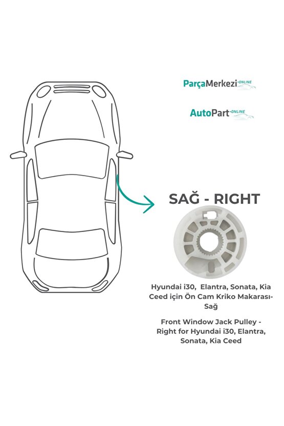 Hyundai i30, Elantra, Sonata, Kia Ceed için Ön Cam Kriko Makarası- Sağ