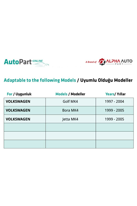 Volkswagen Golf 4, Bora 4, Jetta 4 Için Kapı Içten Açma Teli-önarka