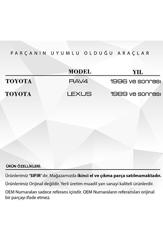 Toyota Rav4 2003, Lexus Için Kontak Şaftı Kilit Silindir Mili