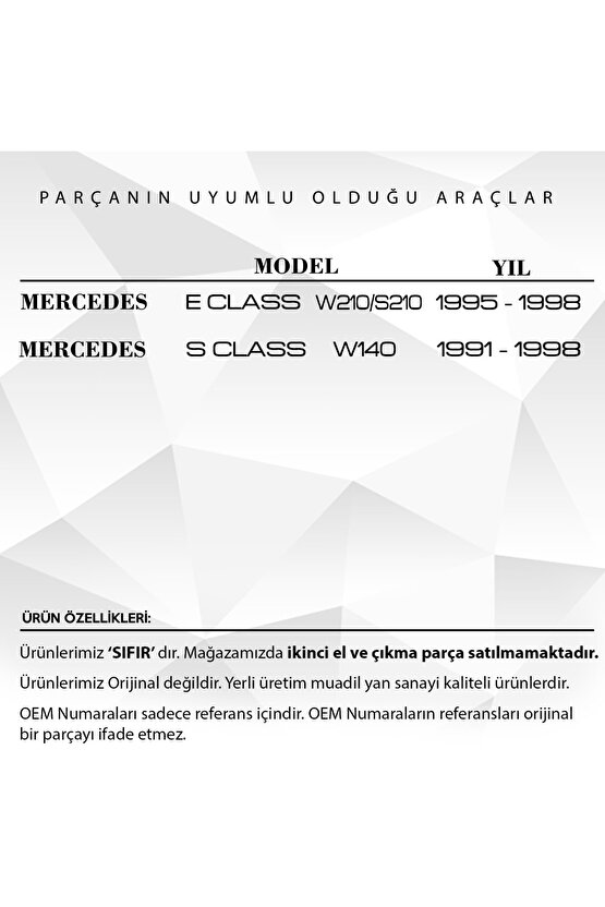 Mercedes W210, W140 Için Katlanır Ayna Demiri Ve Lastiği (sağ-sol)