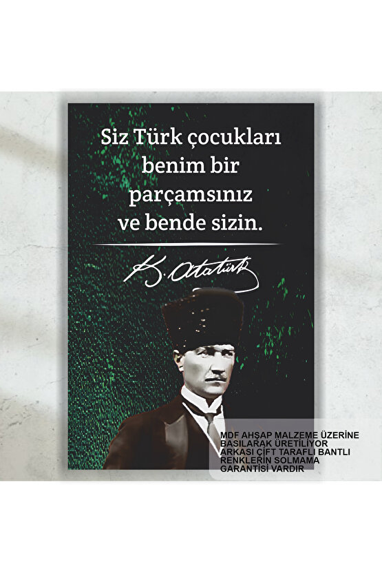 Atatürk sözleri mdf ahşap tablo Türk Çocukları retro ahşap poster