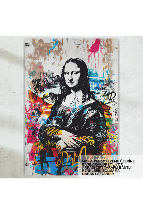popart mona lisa duvar sanatı dekorasyon tablo retro ahşap poster