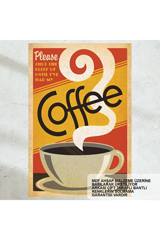 sıcak kahve nostaljik vintage ev mutfak kafe dekorasyon tablo retro ahşap poster
